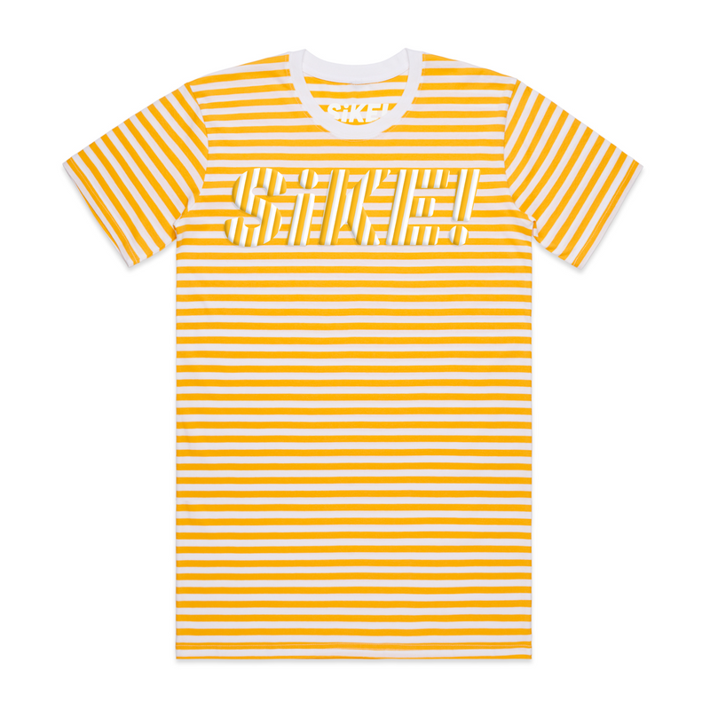 Extrusion Illusion Puff Paint Striped Logo Tee