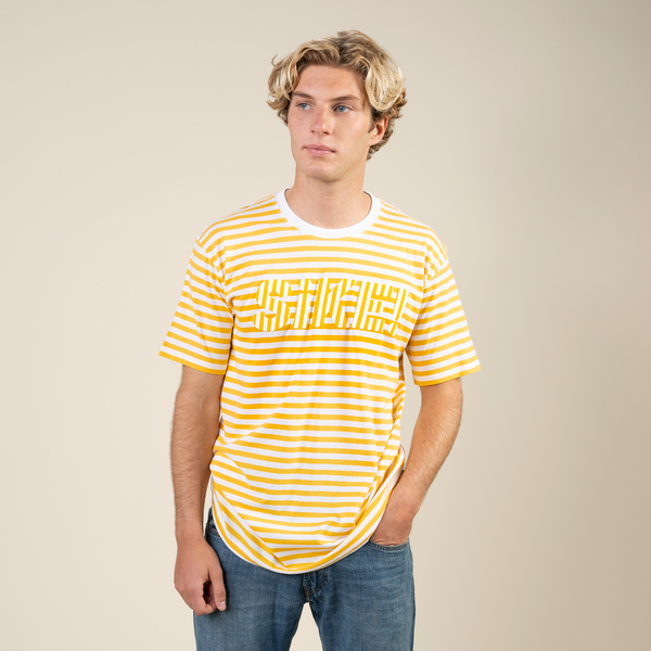 Extrusion Illusion Puff Paint Striped Logo Tee